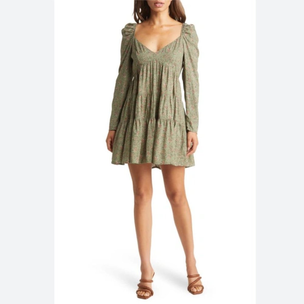 Fourteenth Place Floral Tiered Long Sleeve Mini Dress